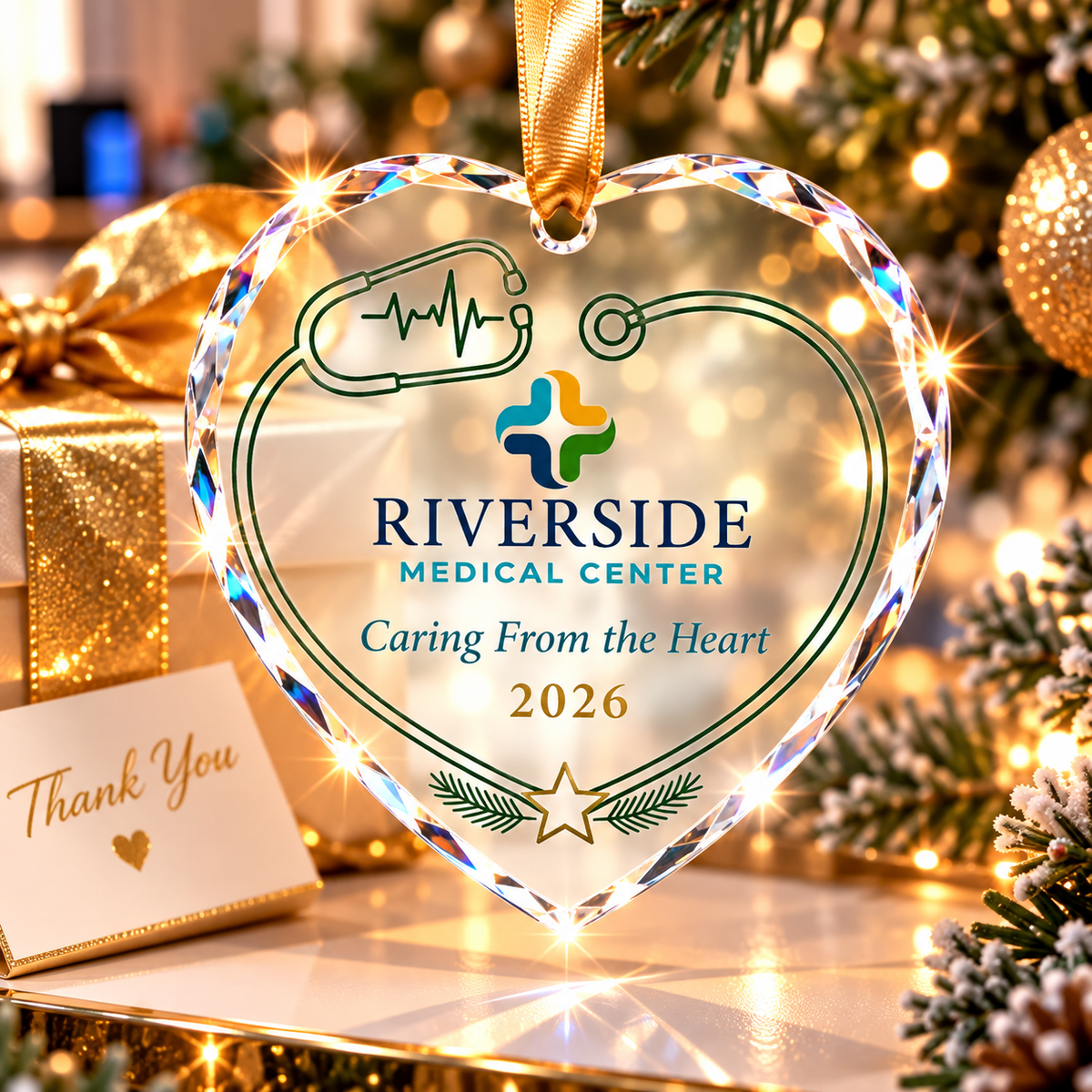 Personalized Stethoscope Glass Ornament - Medical Center Christmas Gift 2026