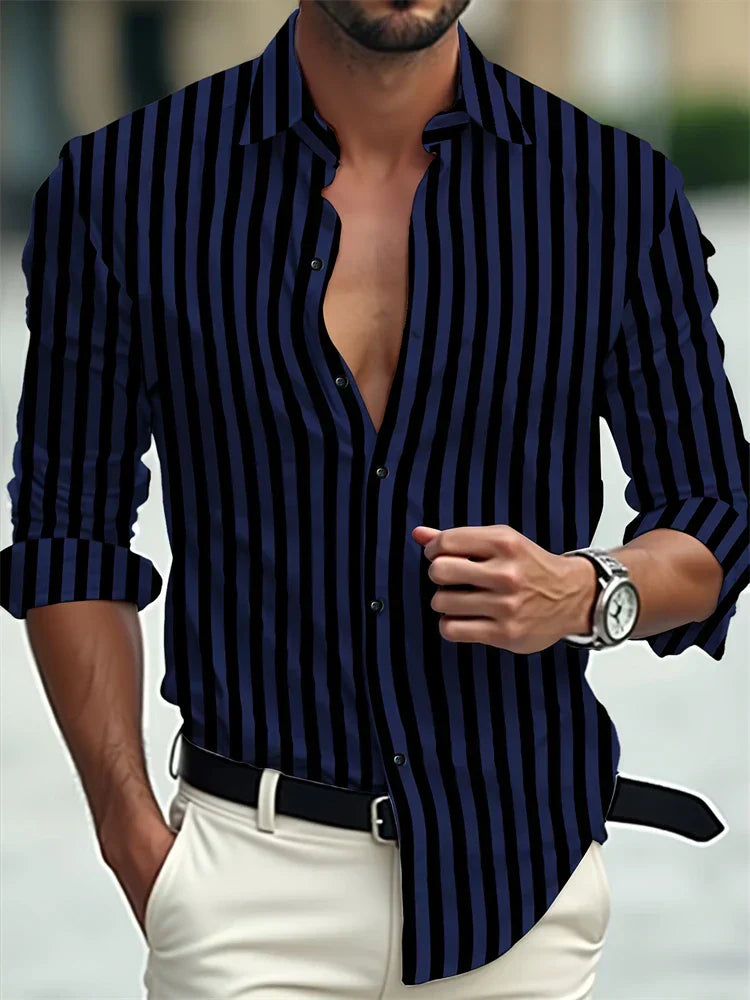 Men's Tailored Velvet Long Sleeve Shirt – Luxuriously Soft Polyester Fabric