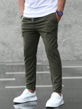 Men's Relaxed Fit Stretch Pants with Adjustable Elastic Waistband and Breathable Fabric for Work and Casual Wear