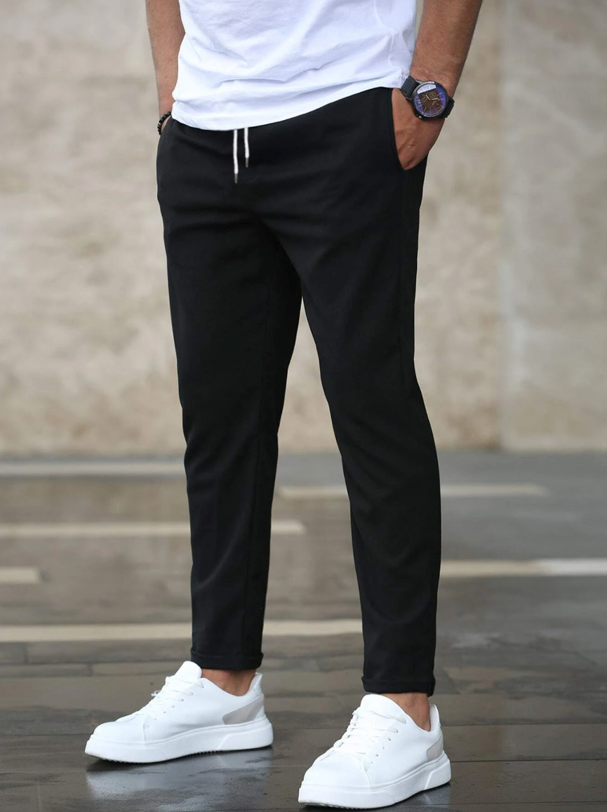 Men's Relaxed Fit Stretch Pants with Adjustable Elastic Waistband and Breathable Fabric for Work and Casual Wear