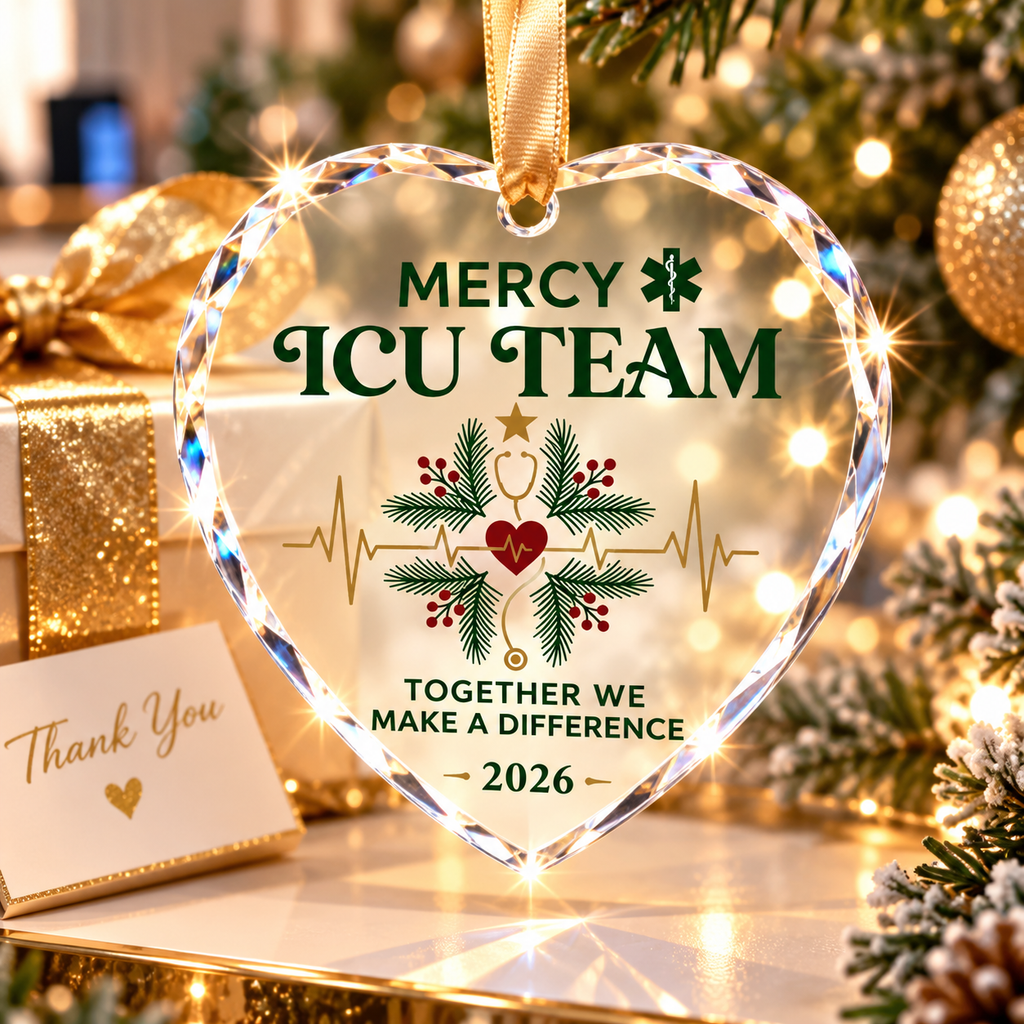 Personalized ICU Team Glass Ornament - Custom Nurse & Healthcare Team Christmas Gift 2026