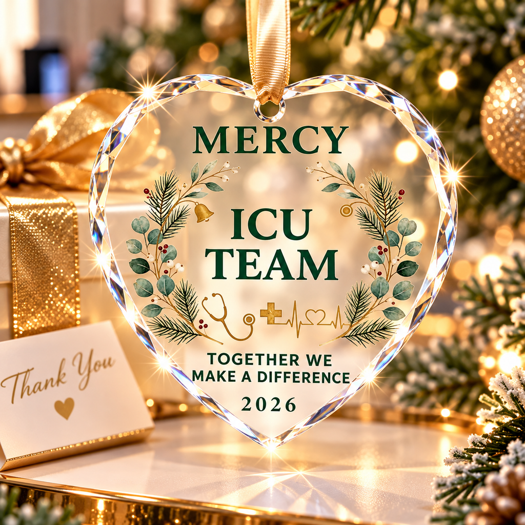 Personalized ICU Team Glass Ornament - Custom Healthcare Staff Christmas Gift 2026