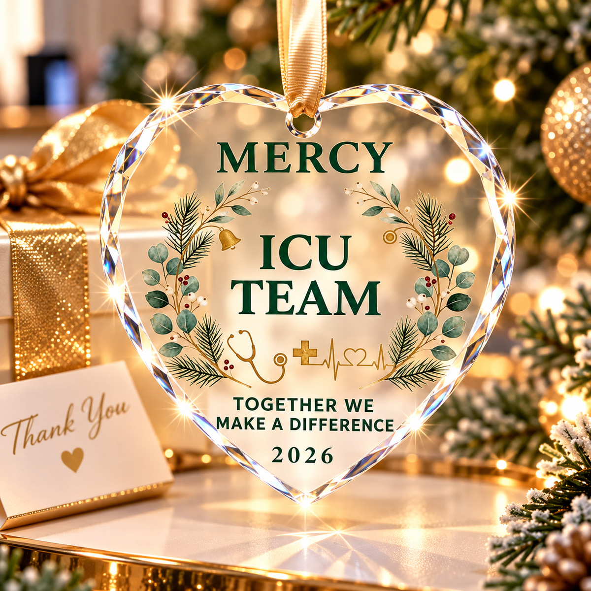 Personalized ICU Team Glass Ornament - Custom Healthcare Staff Christmas Gift 2026