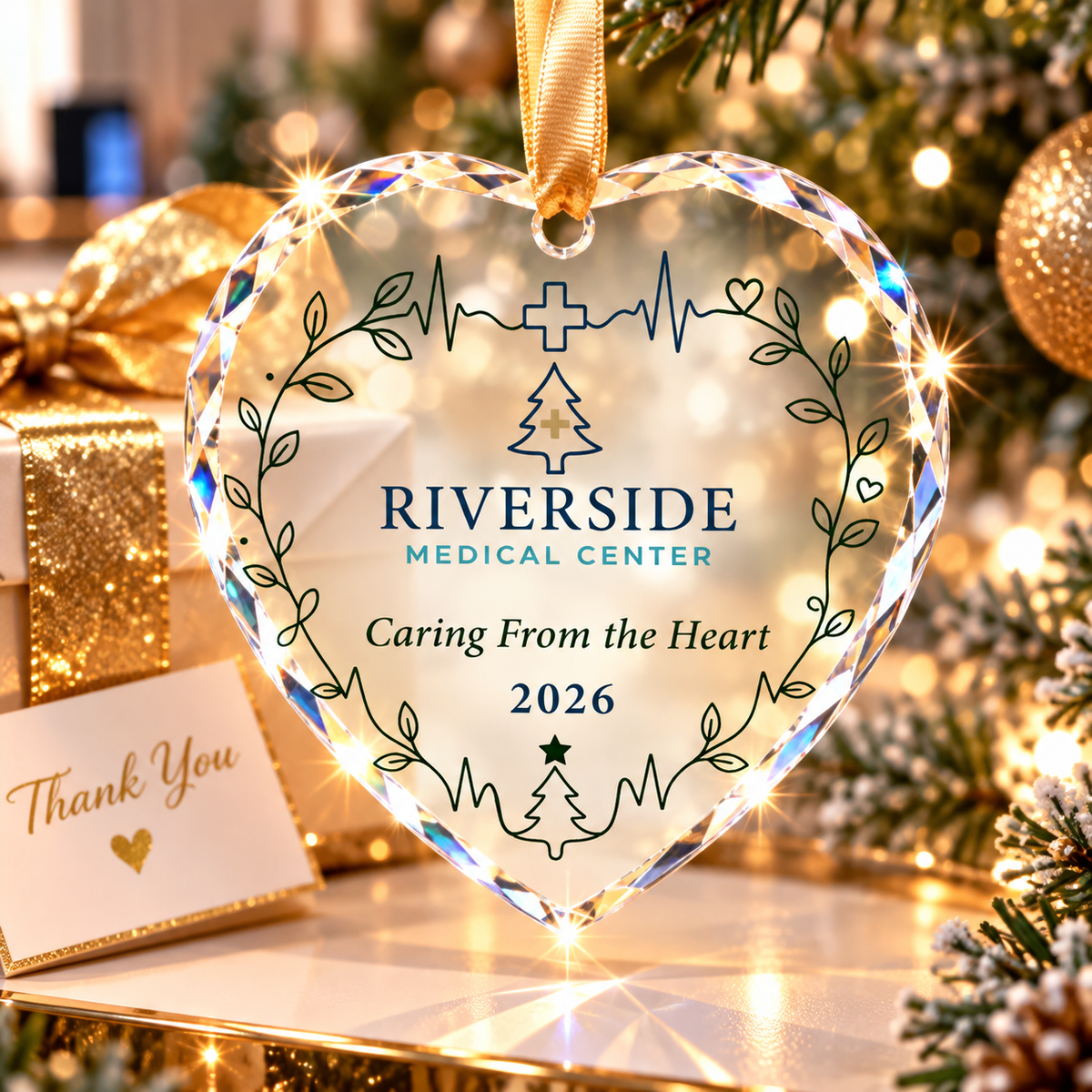 Personalized Medical Center Glass Ornament - Custom Healthcare Team Christmas Gift 2026