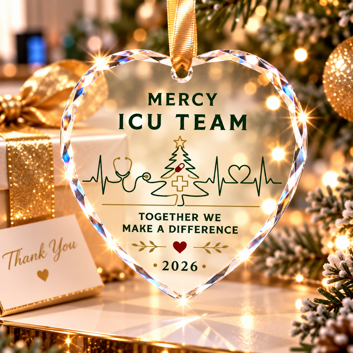 Personalized ICU Team Glass Ornament - Custom Nurse Christmas Gift 2026