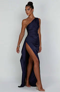 Women’s Asymmetric Evening Maxi Dress – Elegant Gown with High Split
