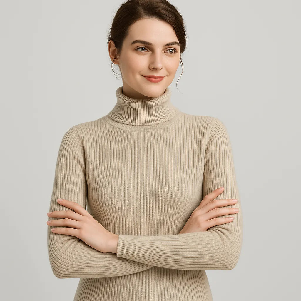 Women’s Ribbed Turtleneck Sweater – Classic Slim Fit Knit