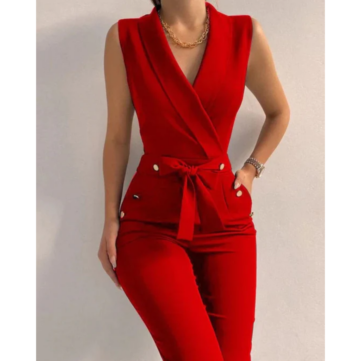 Chic Sleeveless V-Neck Jumpsuit for Special Occasions