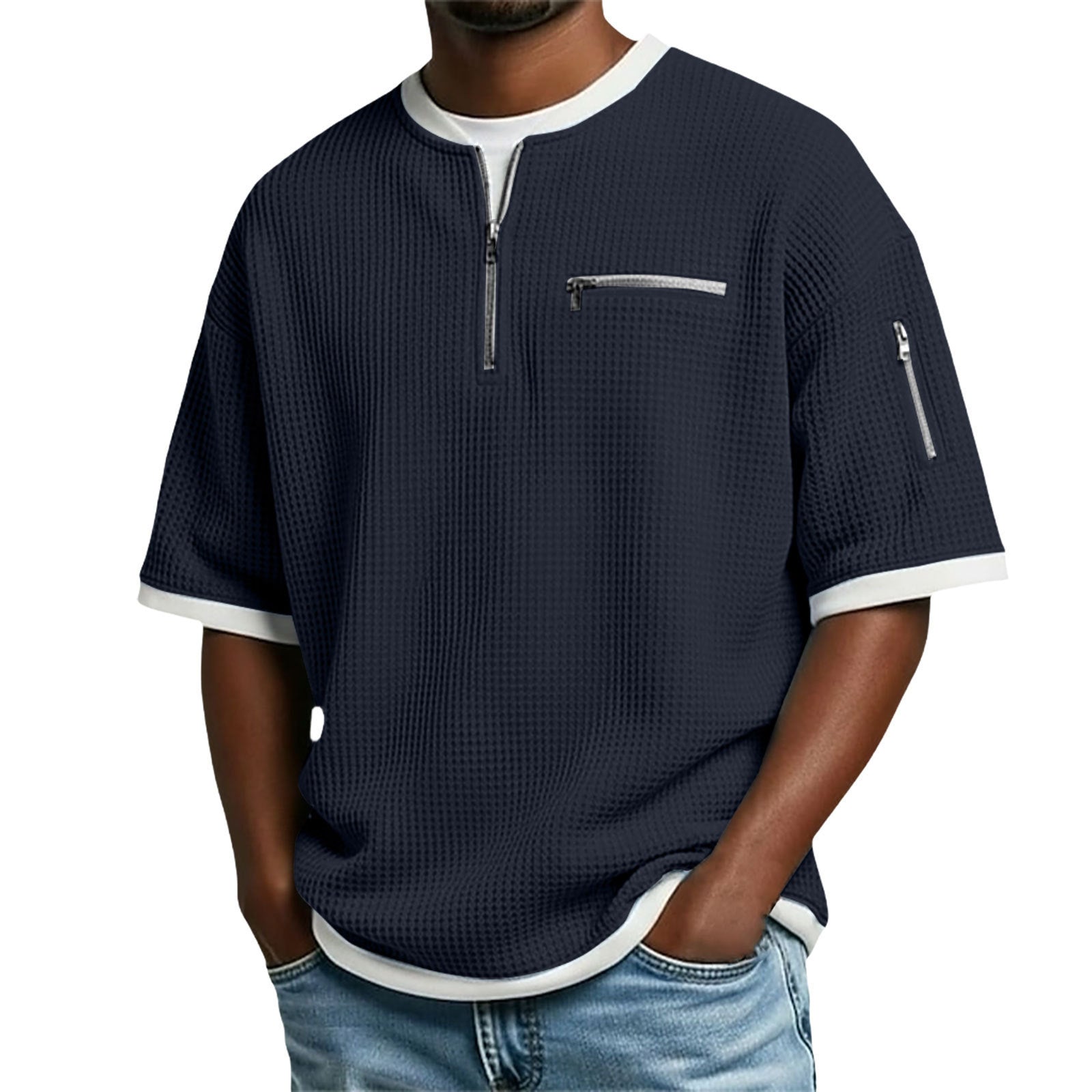Men's Casual Polo Shirt - Breathable, Loose-Fit, Short-Sleeve Polyester for Everyday Comfort