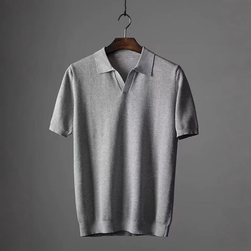 Men's Classic Polo Shirt - Breathable Textured Knit, 100% Cotton for Everyday Comfort