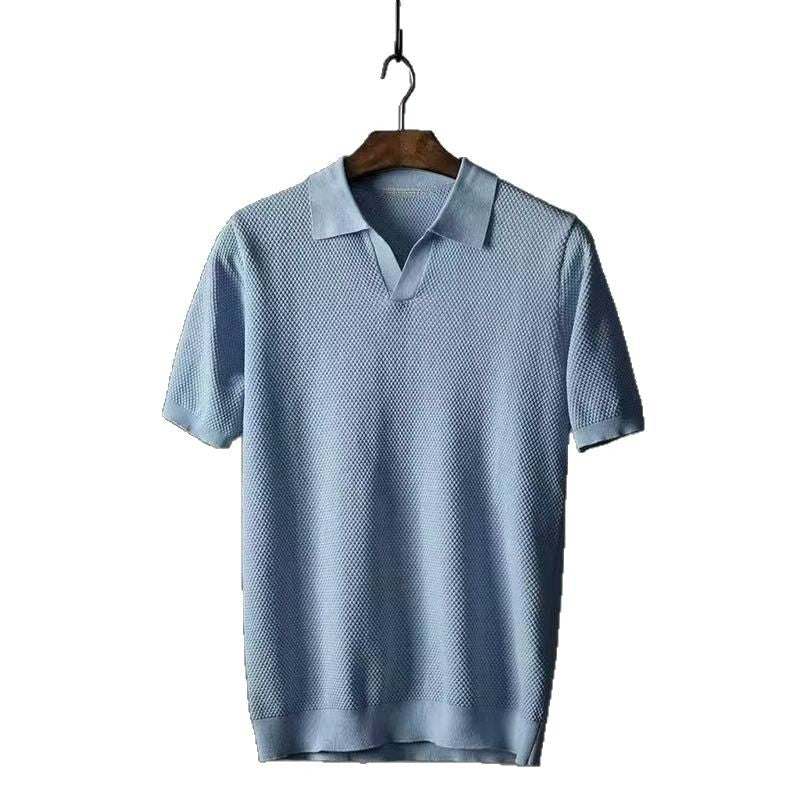 Men's Classic Polo Shirt - Breathable Textured Knit, 100% Cotton for Everyday Comfort