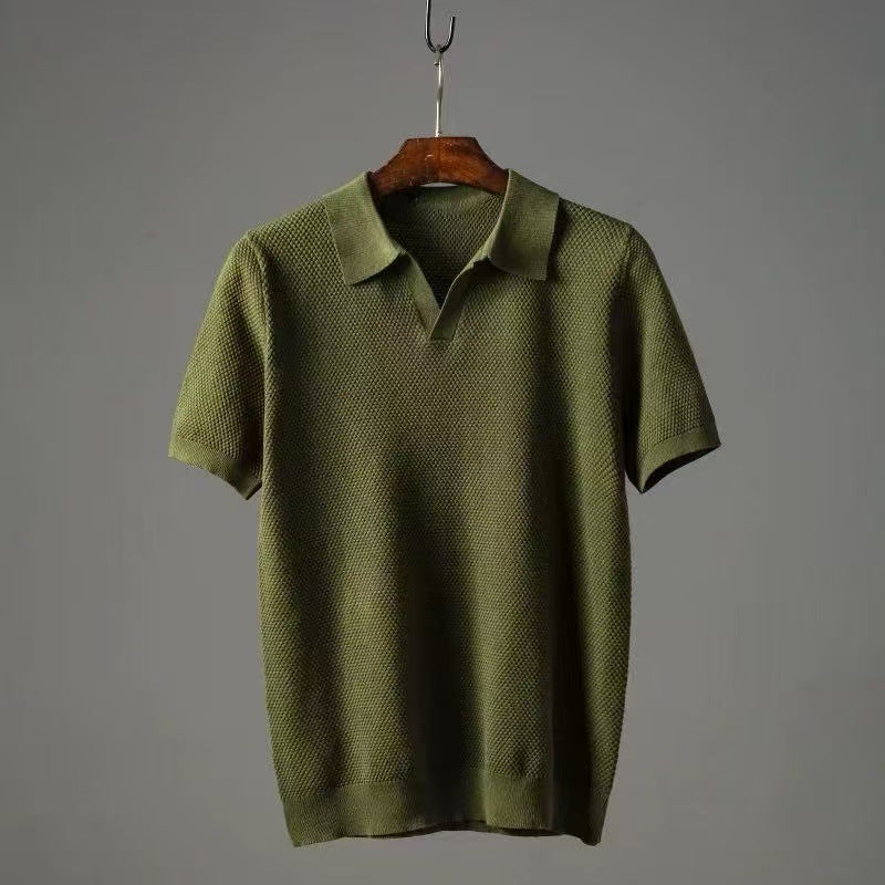 Men's Classic Polo Shirt - Breathable Textured Knit, 100% Cotton for Everyday Comfort