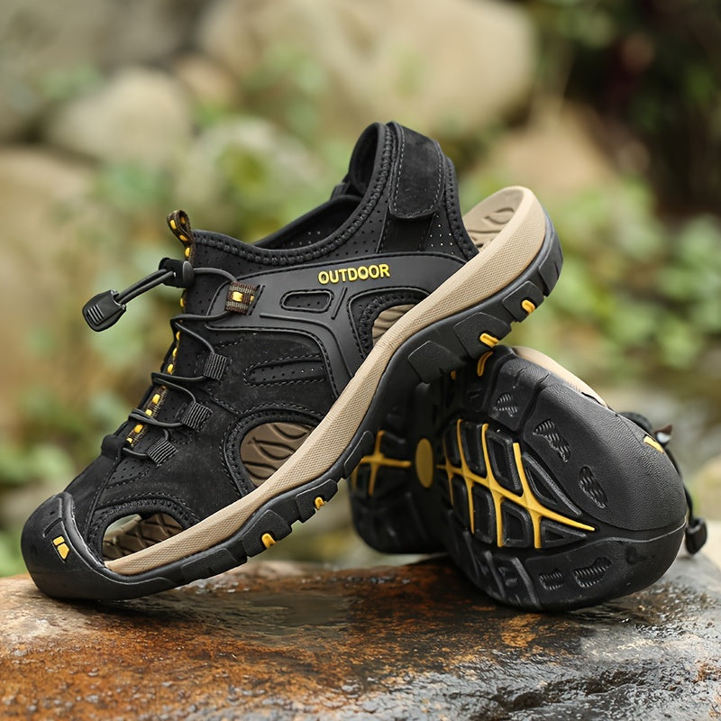 Adjustable Closed-Toe Hiking Sandals for Men - Comfortable Trail Footwear