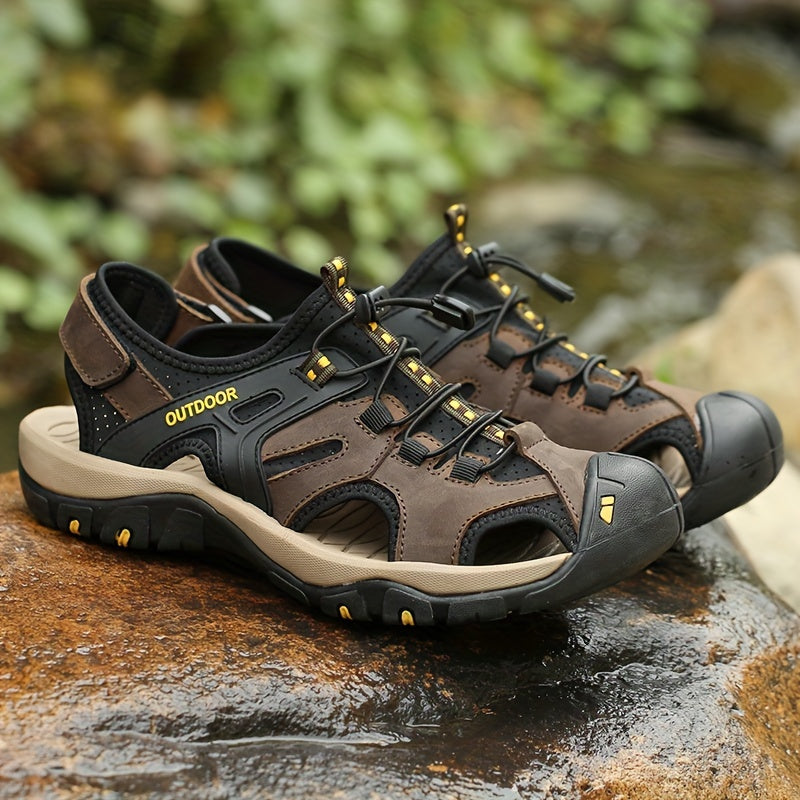 Adjustable Closed-Toe Hiking Sandals for Men - Comfortable Trail Footwear