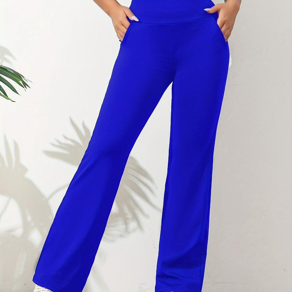 Women's Flared Leg Stretch Sports Trousers with Elastic Waist - Comfortable Activewear for Everyday Casual Wear