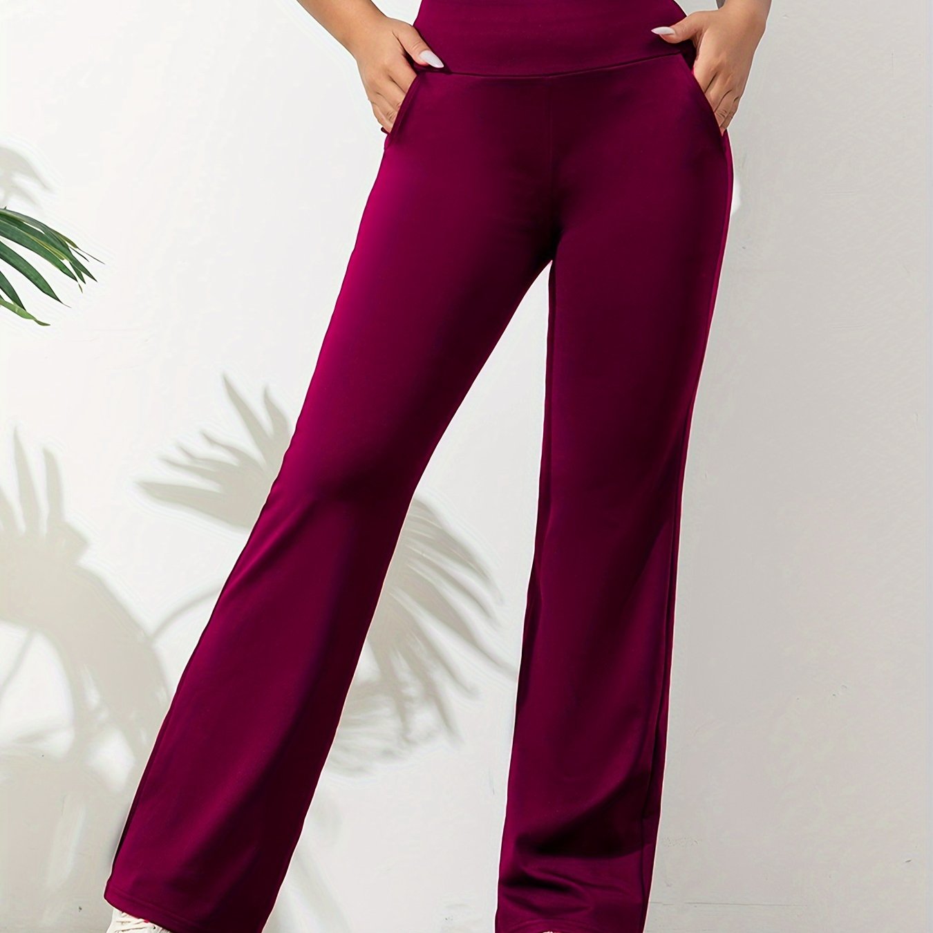 Women's Flared Leg Stretch Sports Trousers with Elastic Waist - Comfortable Activewear for Everyday Casual Wear