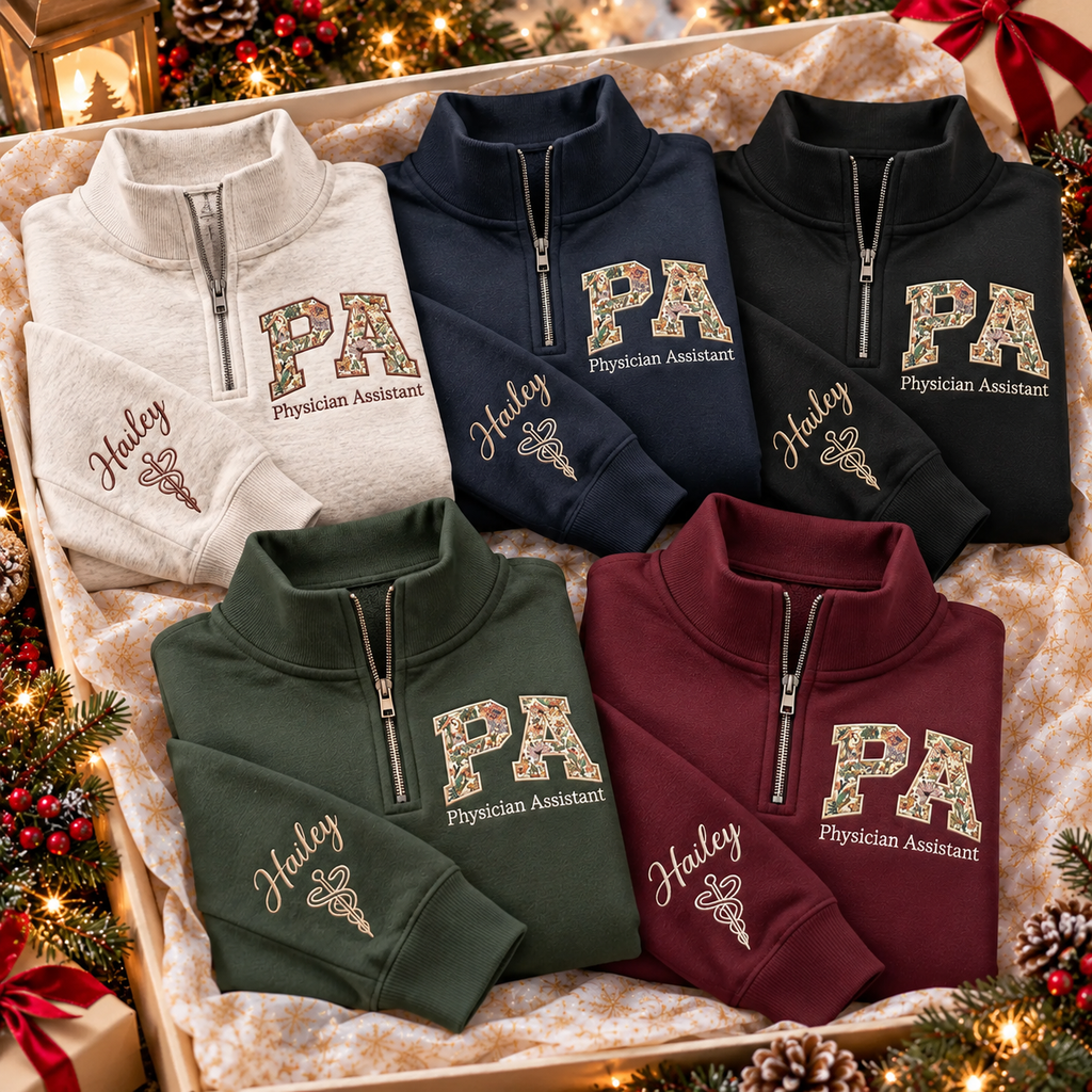 Custom PA Quarter Zip Sweatshirt – Personalized Physician Assistant Pullover with Name