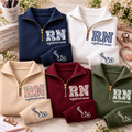 Custom RN Quarter Zip Sweatshirt – Personalized Registered Nurse Pullover with Name