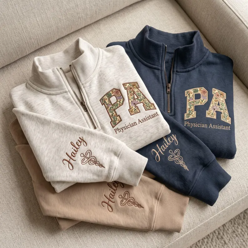 Custom PA Quarter Zip Sweatshirt – Personalized Physician Assistant Pullover with Name