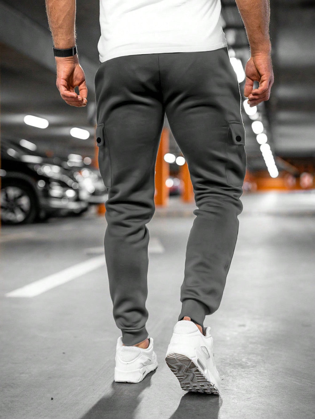 Men's Lightweight Stretch Cropped Lounge Pants with Turn-Over Pocket - Comfortable Casual Jogging Bottoms